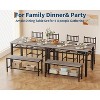 Farmhouse 47" Dining Table Set for 4 – Space-Saving Kitchen Set with Bench, Chairs, Storage Shelf & Metal Frame - 3 of 4