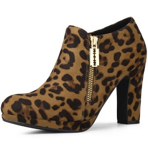 Allegra K Women's Platform Round Toe Chunky Heels Ankle Booties - 1 of 4