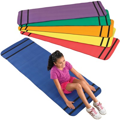 Sportime Curl Up Yoga Mats, 6 x 2 Feet, Assorted Colors, set of 6