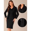 Allegra K Women's Dress Business Solid V Neck Office Notched Lapel Blazer 2 Pieces Suit Sets Outfit - 2 of 4