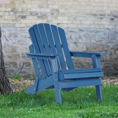 VASIP Oversize Wooden Outdoor Folding Adirondack Chair with Pre-Assembled BackRest & SeatBoard, Wood Patio Chair for Garden Backyard Porch Pool,Blue