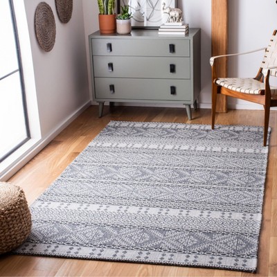 Gray and Anthracite Flat Woven Reversible 4' x 6' Rug