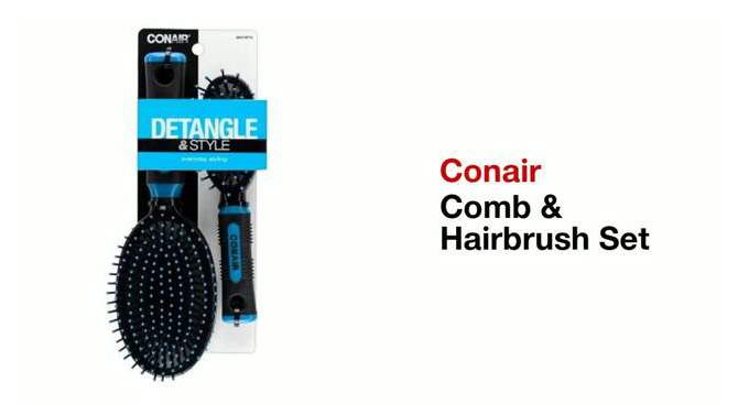 Conair for Men Black Cushion Hairbrush &#38; Combo Set - 2ct, 2 of 6, play video
