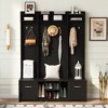 TiramisuBest 5-in-1 Entryway Bench with 7 Hooks, 2 Drawers & Adjustable Shelves - 58.8"W Hall Tree Organizer for Entryway/Hallway/Living Room - 3 of 4