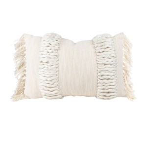 Textured Yarn White 14X22 Hand Woven Filled Pillow - Foreside Home & Garden - 1 of 4