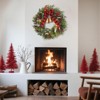 24 Inch Pre-Lit Christmas Wreath with Bell, Bow, Red Berries & Pine Cones - Red & Green Holiday Decoration - 4 of 4