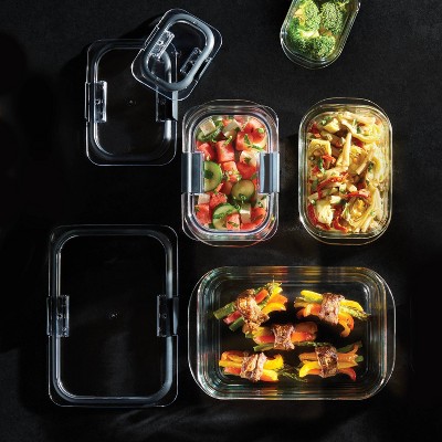 Brilliance 8-Cup Clear Glass Food Storage Container with Leak-Proof Lid
