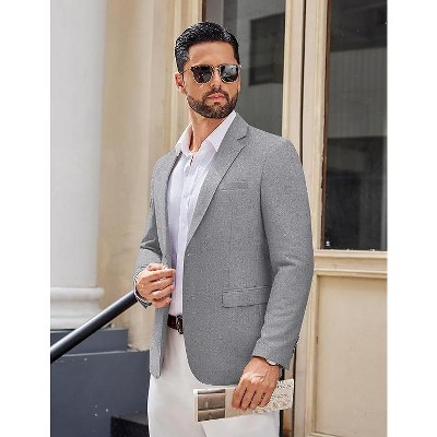 COOFANDY Men's Casual Blazer Lightweight Sport Coats Two Buttons Slim Fit Suit Jacket for Business Wedding Dress Light Grey XXXL — фото 3