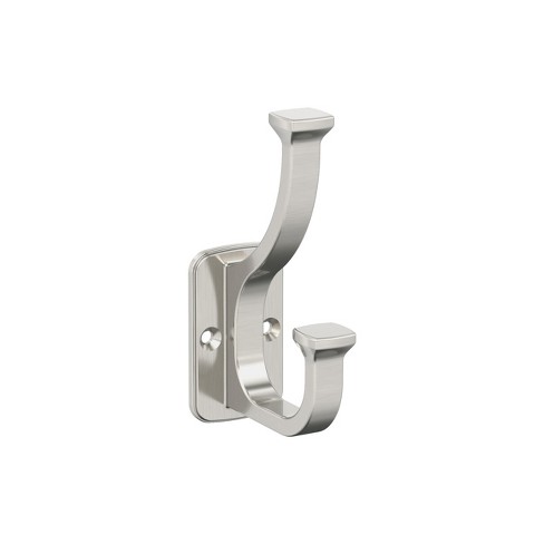 Amerock Alder Transitional Double Prong Satin Nickel Wall Hook : Target