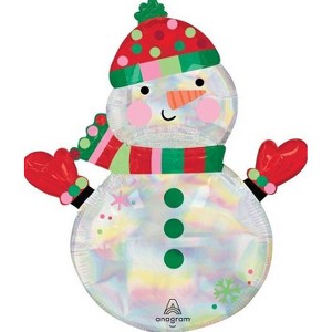 Anagram Pre-Inflated Helium Iridescent Snowman Supershape Foil Balloon - 1 of 4