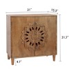 31” Hand Carved Wood Accent Cabinet with Floral Doors,Rustic Boho Storage Sideboard for Living Room,Bedroom,Entryway-Baofuwish - 4 of 4