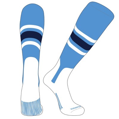 PEAR SOX OTC Baseball Softball Stirrup Socks (B, 7in) Sky Blue, White, Navy