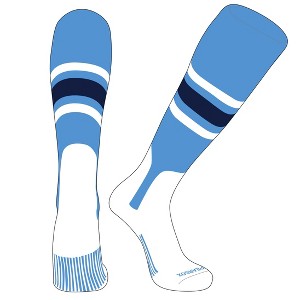 PEAR SOX OTC Baseball Softball Stirrup Socks (B, 7in) Sky Blue, White, Navy - 1 of 3