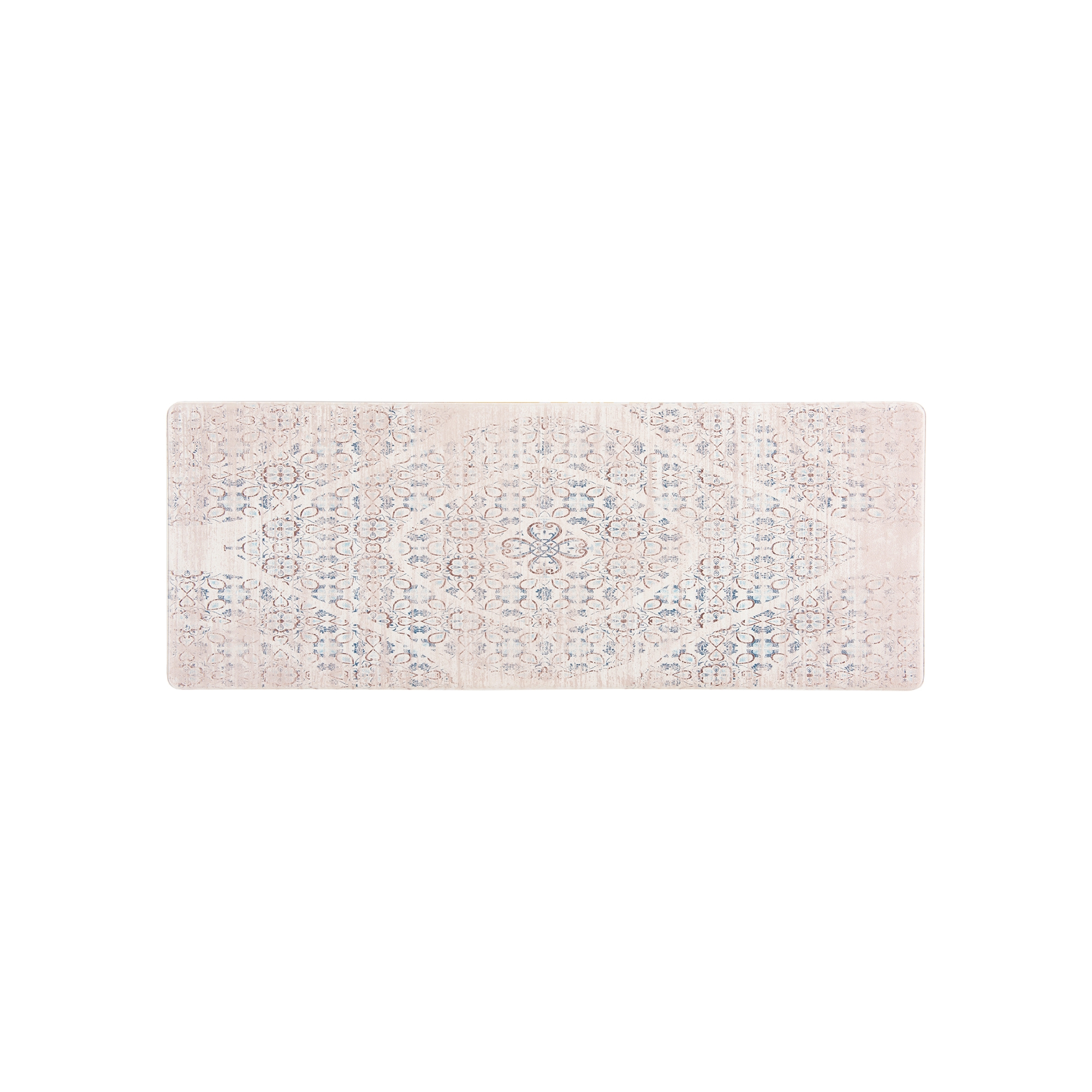 World Rug Gallery Distressed Boho Anti Fatigue Kitchen, Laundry Room, Comfort Indoor Mat, Door Mat - Ivory 18"x47"