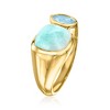 Ross-Simons Larimar and .50 Carat Marquise Sky Blue Topaz Cuff Ring in 18kt Gold Over Sterling - 3 of 4