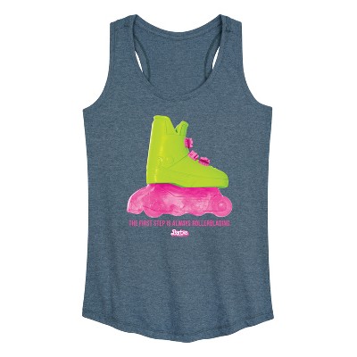 Women's Barbie Rollerblading Barbie the Movie Graphic Racerback Tank - Heather Blue - 2 X-Large