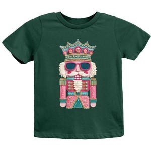 Pink and Teal Nutcracker Patchwork Print - Youth Short Sleeve Graphic T-Shirt and Toddler Short Sleeve Graphic T-Shirt - 1 of 3