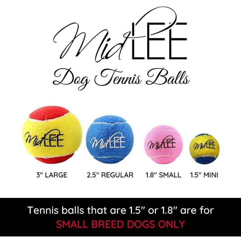 Midlee 3 Inch Large Tennis Balls for Dogs, Pack of 4 Durable Toy Balls, 5 of 7