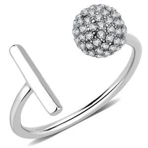 Slickblue Stainless Steel Women's Cuff Ring with Clear CZ, No Plating Finish, Pave Style, Timeless Look, Size 5-10 - 1 of 4