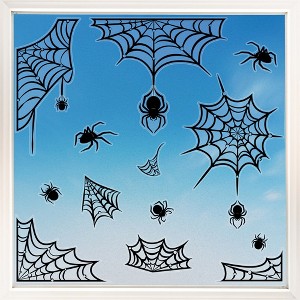 Big Dot of Happiness Spider Webs Window Clings, Reusable Window Sticker Decorations, Halloween Spider Static Decals Clings for Kids Halloween Party - 1 of 4