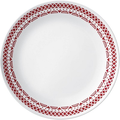 Corelle 10.3" Glass Cordoba Dinner Plate Red/White