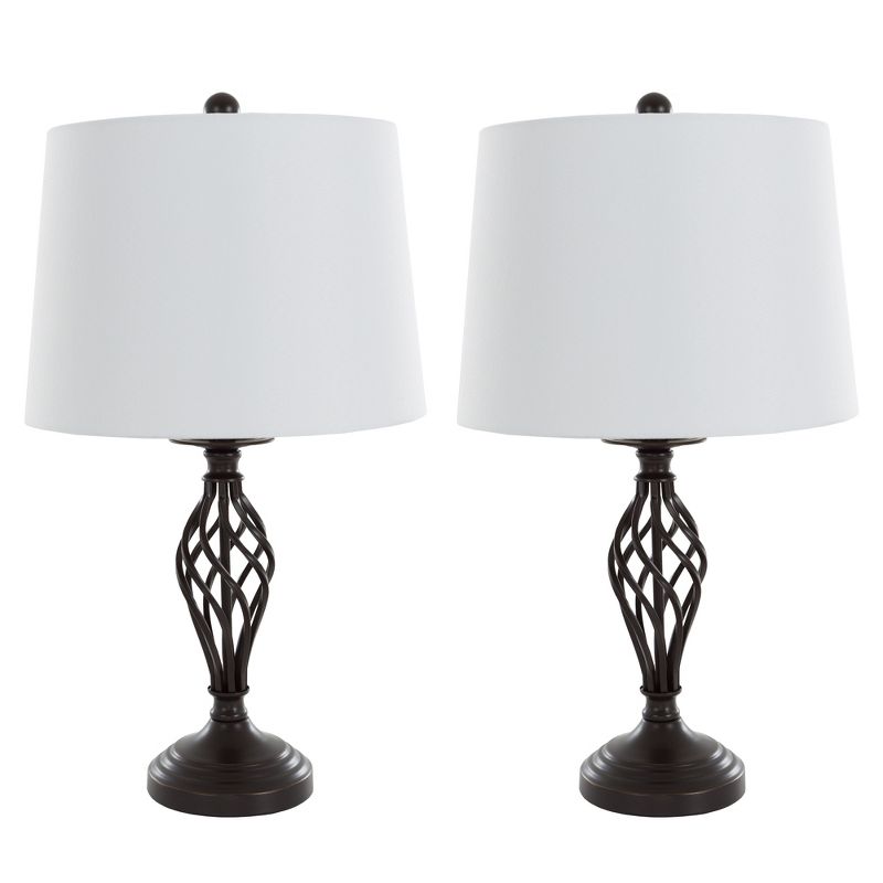 Hastings Home Metal Spiral Cage Table Lamp Set – Bronze, 2 Pieces, 1 of 6