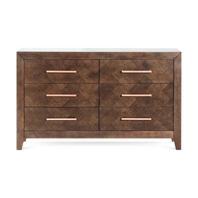 Toasted Chestnut 6-Drawer Double Dresser with Metal Pulls