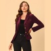 INSPIRE CHIC Women's Notched Lapel Vintage Office Button Front Velvet Blazer - 3 of 4