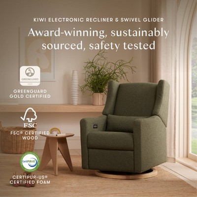 Eco-Friendly Olive Boucle Swivel Recliner with USB Port