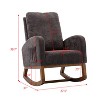 Modern High Back Armchair Rocking Chair, Upholstered Glider Chair With Side Pocket, Wooden Nursery Rocking Chairs - image 4 of 4