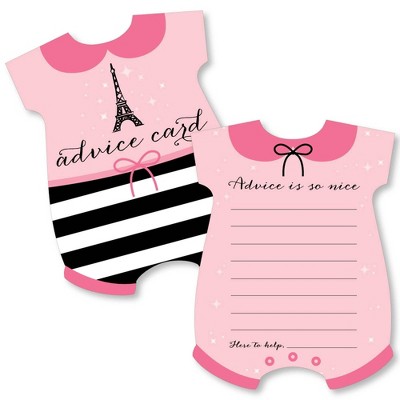 Big Dot of Happiness Paris, Ooh La La - Baby Bodysuit Wish Card Paris Themed Baby Shower Activities - Shaped Advice Cards Game - Set of 20