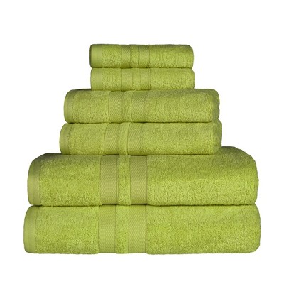 Cotton 6 Piece Bath Towel Set, Plush and Quick Drying, Classic Ionic Jacquard Border and Embroidered Trim by Blue Nile Mills