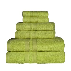 Cotton 6 Piece Bath Towel Set, Plush and Quick Drying, Classic Ionic Jacquard Border and Embroidered Trim by Blue Nile Mills - 1 of 4