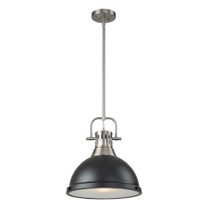 C Cattleya 1-Light Satin Nickel and Black Shaded Pendant Light with Frosted Glass Shade - 1 of 4