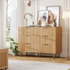 Natural 6-Drawer Dresser: 47.2" Wide Modern Fluted Chest with Deep Drawers – Ideal for Bedroom, Living Room, Hallway, Kids Room - 3 of 4
