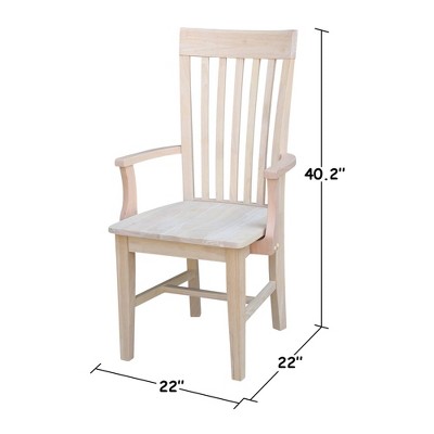 Elegant Tall Mission Brown Wood Slat Arm Chair