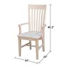 Tall Mission Chair with Arms Unfinished - International Concepts: Solid Wood, Parawood, Slat Back - 3 of 4