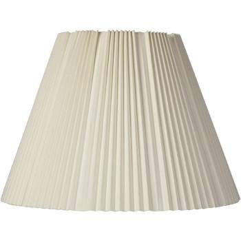 Springcrest Eggshell Pleated Large Empire Lamp Shade 9" Top x 17" Bottom x 11.75" High x 12.25" Slant (Spider) Replacement with Harp and Finial