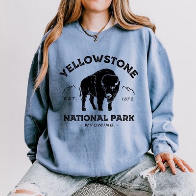 Simply Sage Market Women's Lightweight Garment Dyed Graphic Sweatshirt Yellowstone National Park