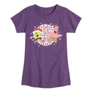 Girls' - SpongeBob SquarePants - Spongebob Patrick Candy Canes Fitted Short Sleeve Graphic T-Shirt - 1 of 4