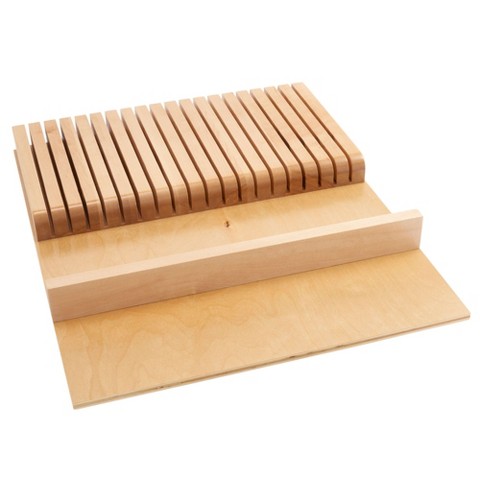 Rev-A-Shelf Trim To Fit Knife Block Drawer Organizer with Silverware Storage Holder for Kitchen Utensils, 19 Slot Cutlery Tray Insert, Wood, 4WKB-1