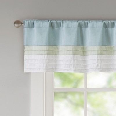 Green and Aqua Polyoni Pintuck Window Valance with Lining