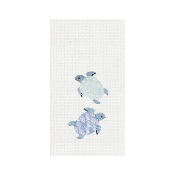 Toalla de cocina C&F Home Turtle Bay con tortugas bordadas y tejido waffle