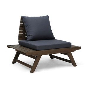 GDFStudio Bowie Outdoor Acacia Wood Club Chairs with Cushions - 1 of 4