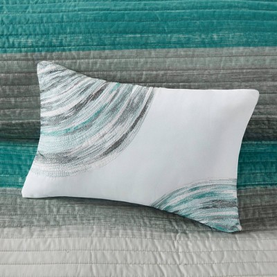 Aqua Queen Microfiber Reversible Coverlet and Sheet Set