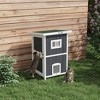 PawHut Outdoor Cat House, Wooden Feral Cat House 2 Tiers Cat Shelter with Weatherproof Roof, Removable Floor, Escape Doors, for 1-2 Cats, Gray - 2 of 4