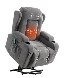AndMakers 35.43 in. W Grey Fabric Massage Recliner with Remote Control, Tufted and Storage - 1 of 4