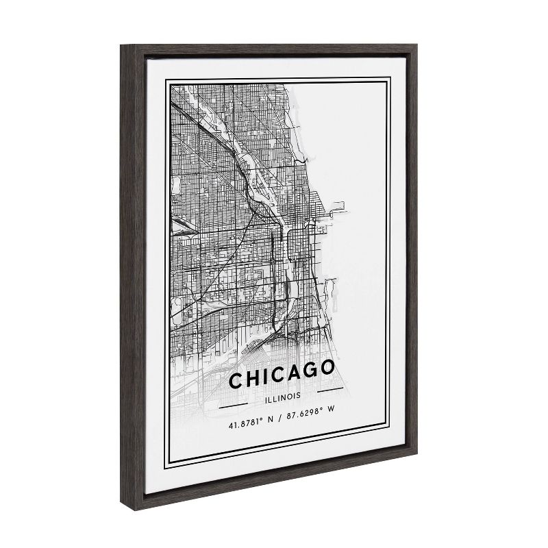 18&#34; x 24&#34; Sylvie Chicago Modern Map Framed Wall Canvas by Jake Goossen Gray - Kate &#38; Laurel All Things Decor, 3 of 7