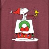 Women's - Peanuts - Snoopy and Woodstock House Sleigh Lightweight French Terry Wide Neck Long Sleeve Shirt - 2 of 4