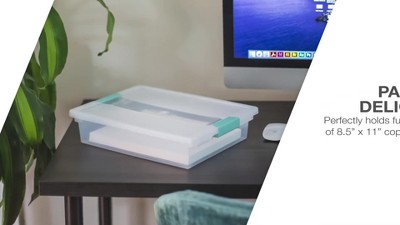 Clear Plastic Stackable Storage Bin with Latching Lid, 14" x 11"